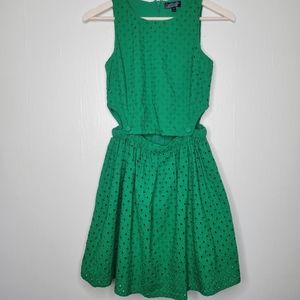 Topshop Green Eyelet Dress
